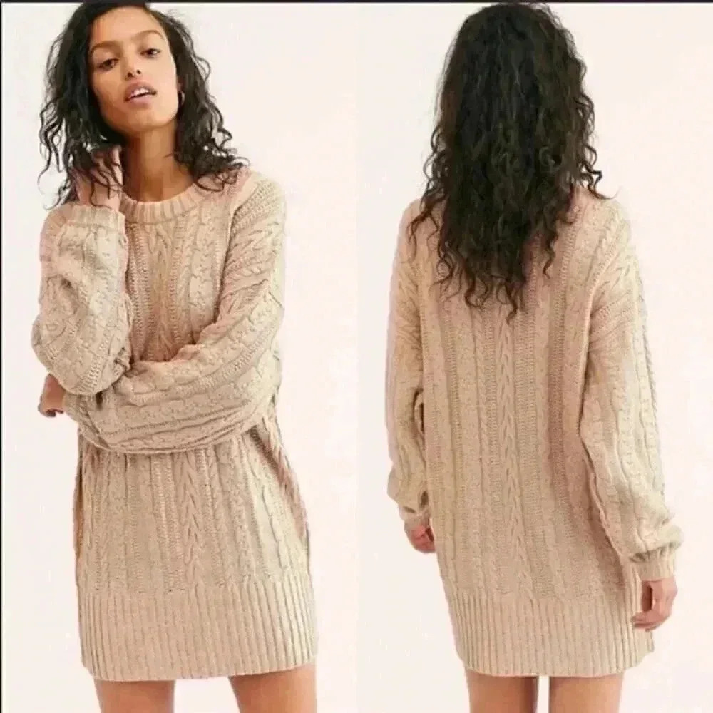 Free People As Good As Gold Cable Knit Sweater XL